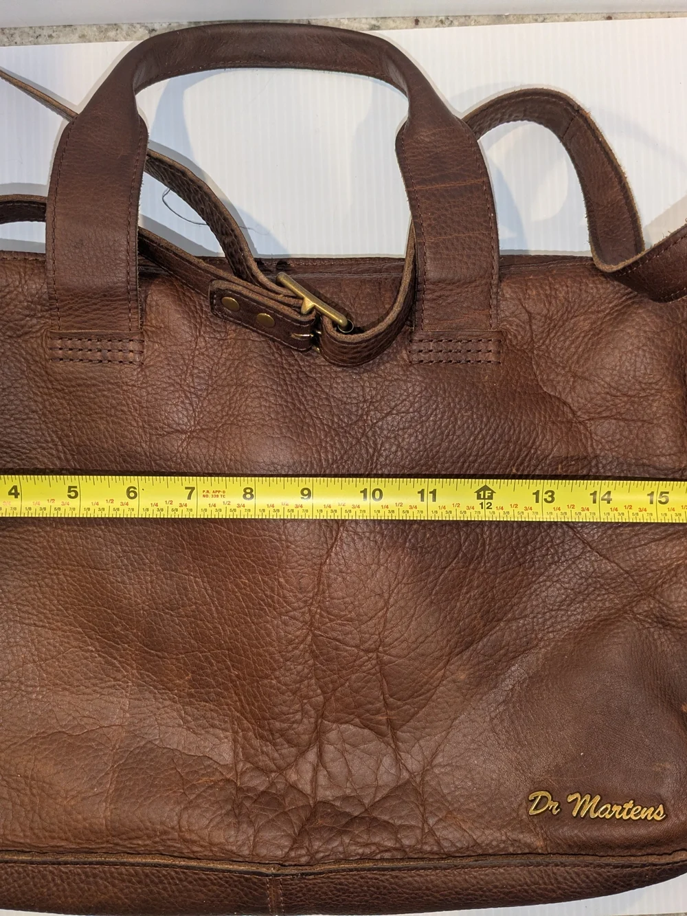 Dr. Martens Brown Pebbled Leather Messenger Laptop Briefcase Crossbody Bag